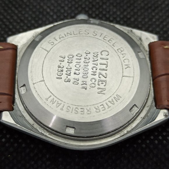 Vintage 1979 Citizen Automatic Mens Silver Watch W/daydate & leather Strap - Picture 8 of 8